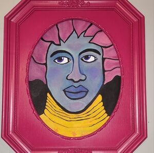 Original 11x14 Acrylic Painting on canvas board in upcycled frame.